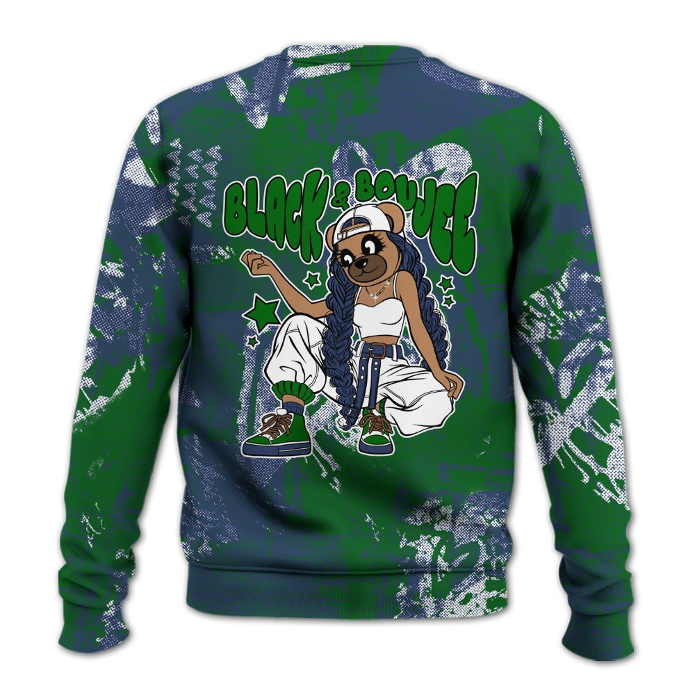 Sweatshirt To Match Midnight Navy 13s - Boujee Girls Bear Heart Grunge All Over Print