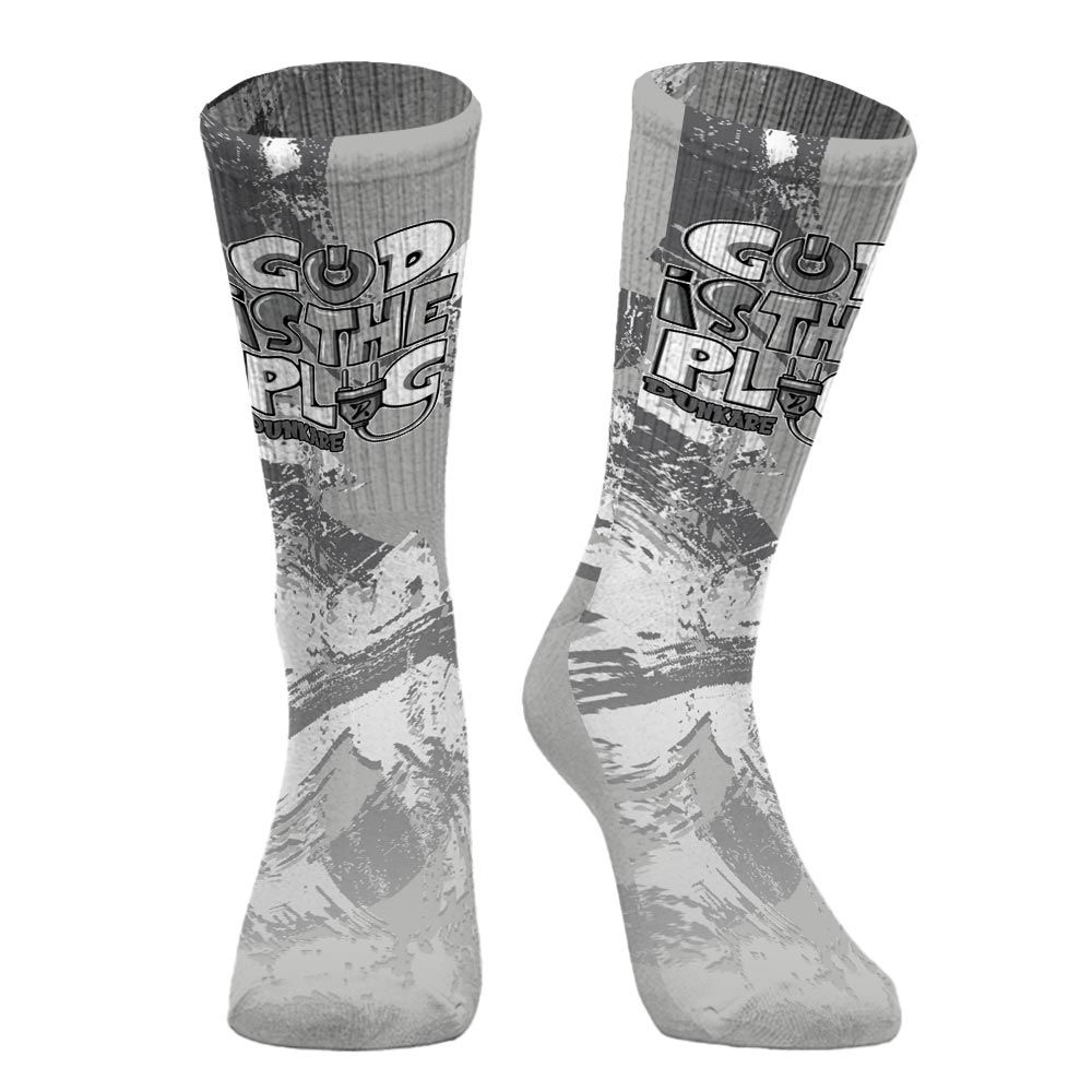 Sock To Match Retro Wet Cement 4s - God Is The Power Cord Circle Splash