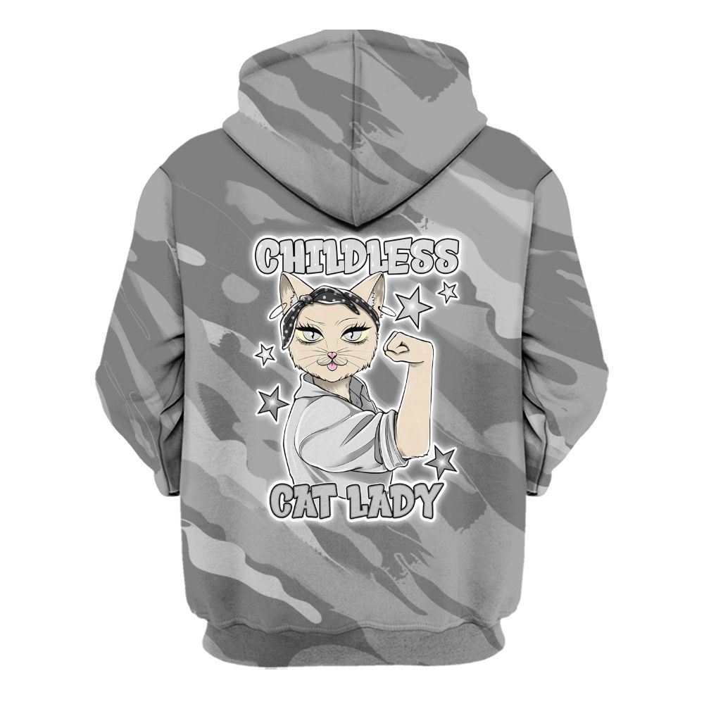 Hoodie To Match Black Wolf Grey 12s - Childless Kat Lady All Over Print