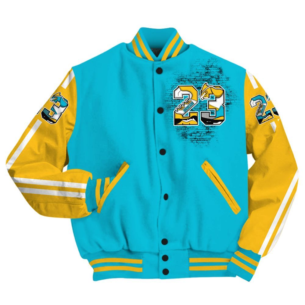 Varsity Jacket To Match Retro Aqua 5s - Custom Name Number 23 5s All Over Print