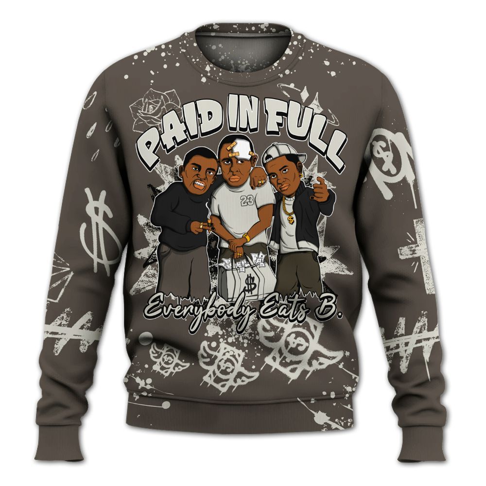 Sweatshirt To Match Cave Stone 4s - Everybody Paid In Full Crayon All Over Print