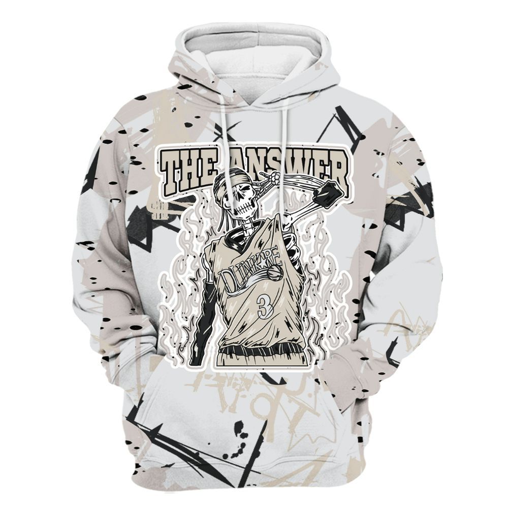 Hoodie To Match Retro Reverse Metallic 5s - Allen Answer Skeleton Messyz All Over Print