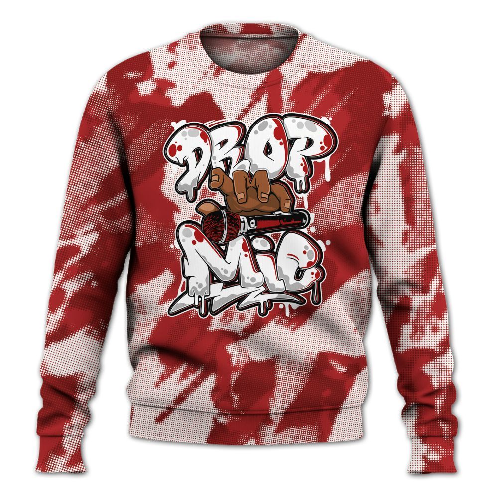 Sweatshirt To Match Red Taxi 12s - Drop Mic Abstract All Over Print