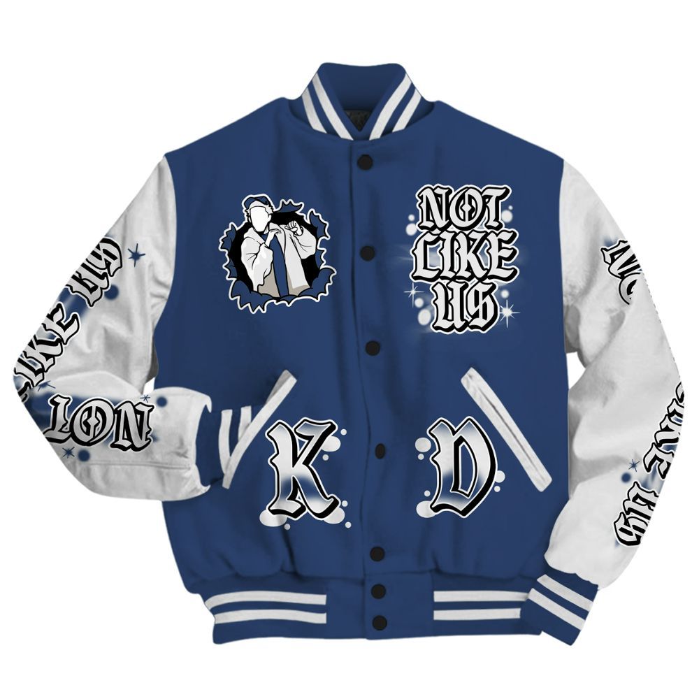 Varsity Jacket To Match Low 85 Metallic Blue 1s - None Like Us Graphic All Over Print