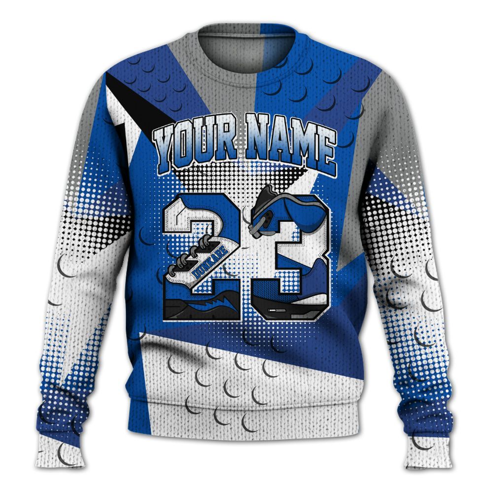 Knitted Sweater To Match Racer Blue 5s - Poly Custom Name Number 23 5s