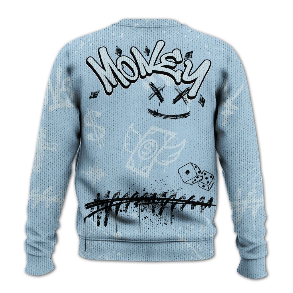 Sweater To Match Foamposite One Psychic Blue - Paid In Full Crayon Graphic