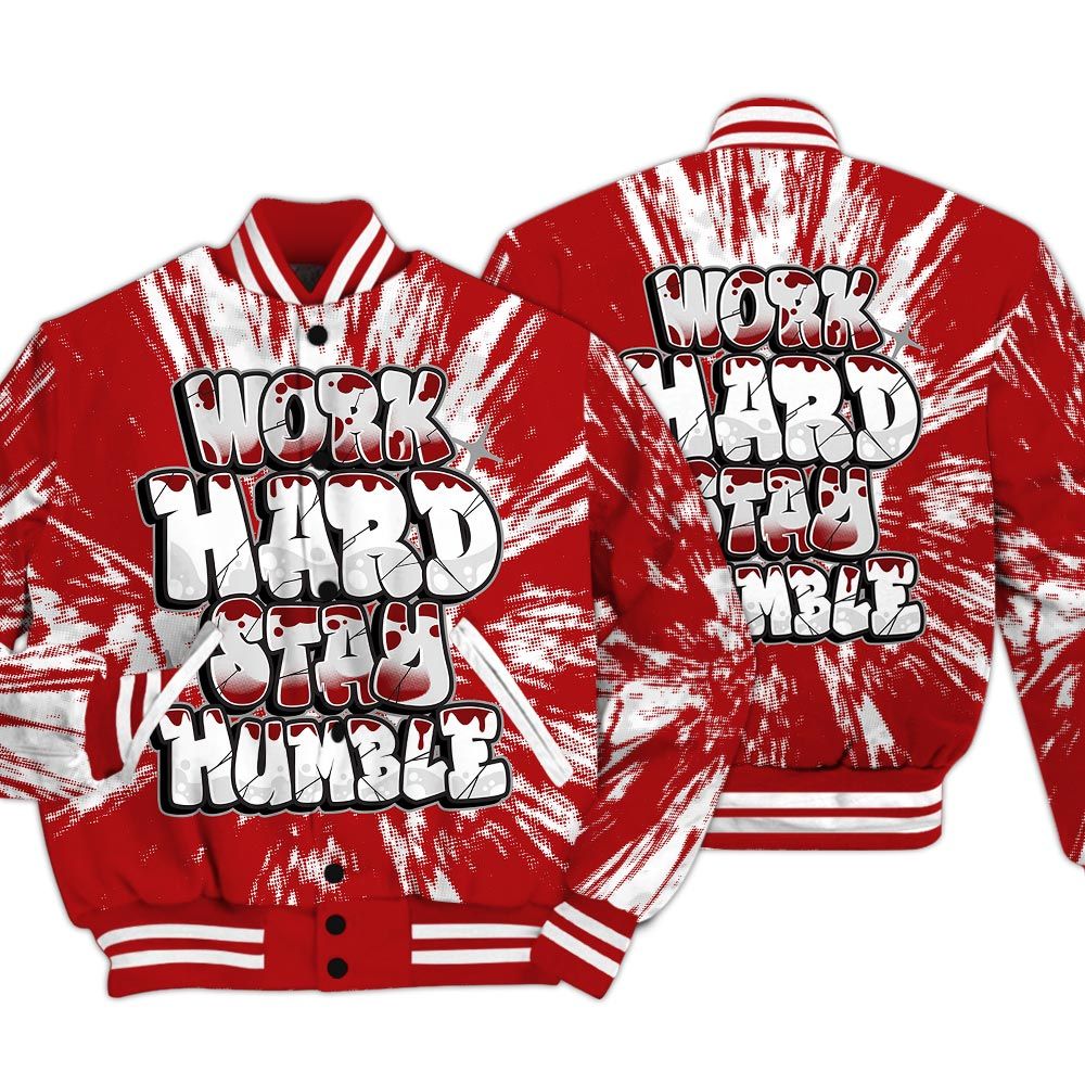Varsity Jacket To Match Red Taxi 12s - Working Hard And Humble Luxury Varsity Jacket Unisex