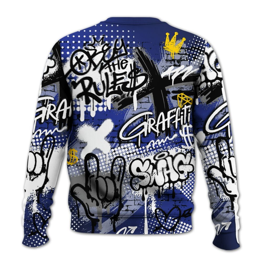 Sweatshirt To Match Air Max Plus Black Racer Blue - True It Real Graffiti Streetwear All Over Print