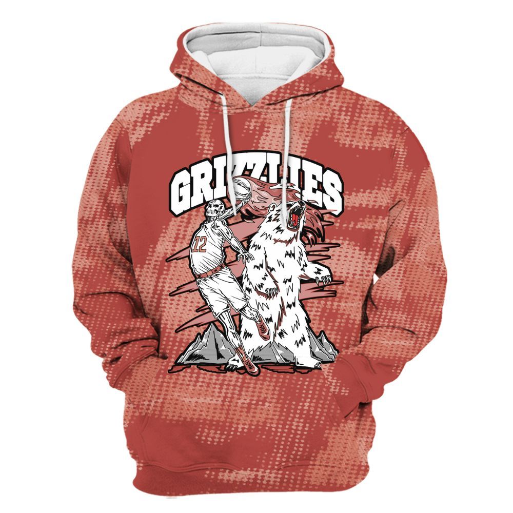 Hoodie To Match Dune Red 13s - Grizzly Bear Skeleton Brown Sugar All Over Print