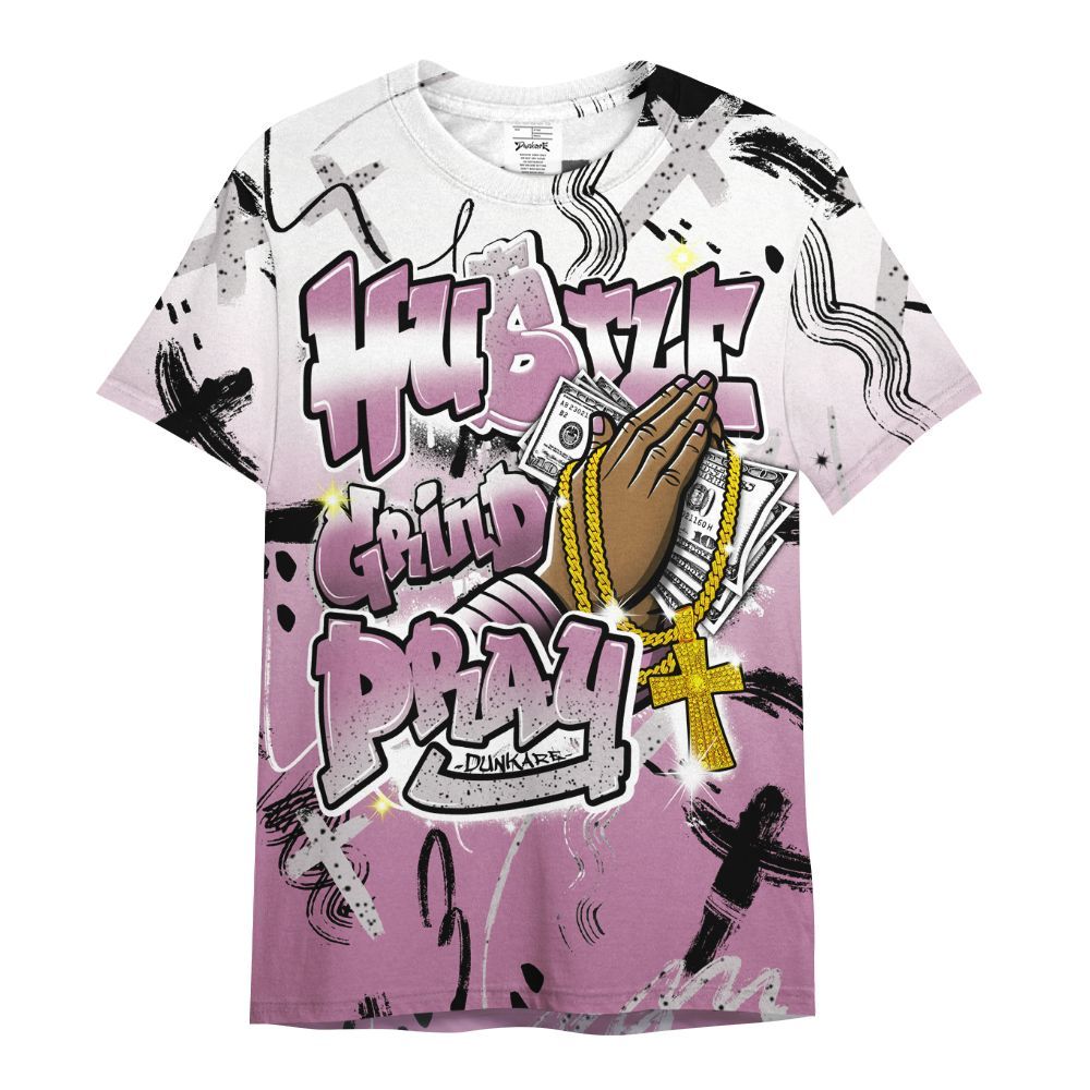 Shirt To Match Neutral Grey Black White Orchid 4s - Money Hustle Grind Pray All Over Print
