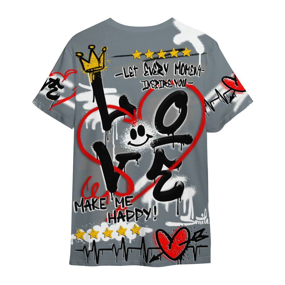 Shirt To Match Wolf Grey 13s - Happy Love Beats Graffiti Streetwear All Over Print