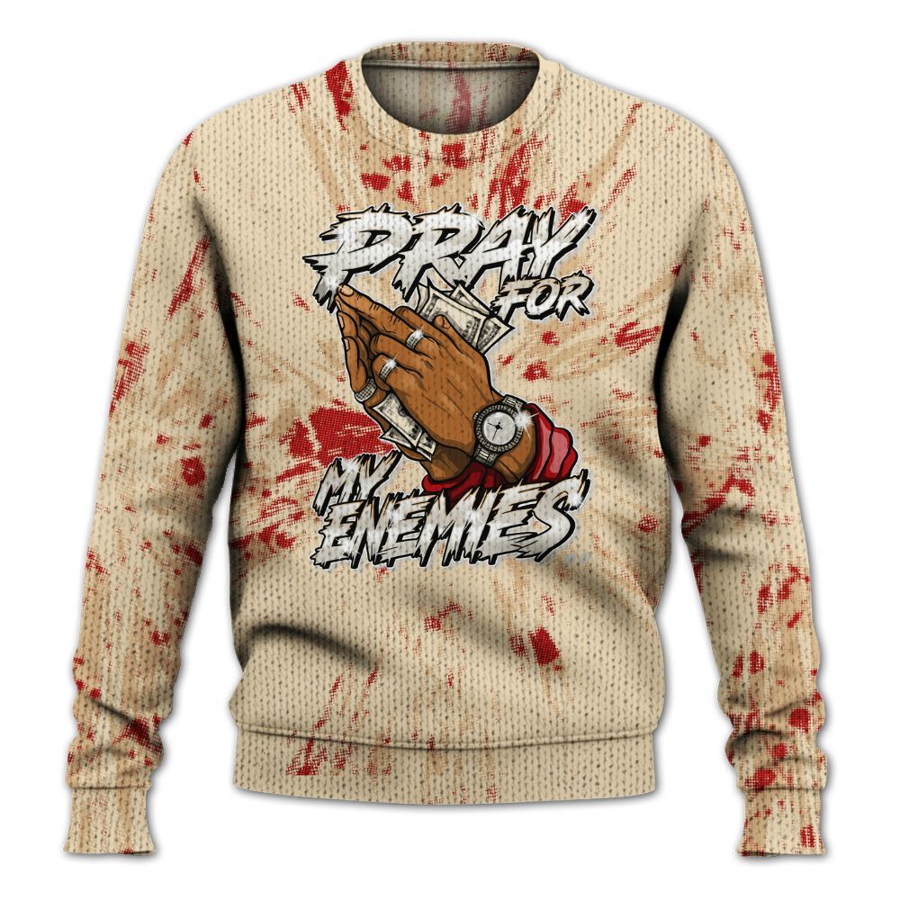 Knitted Sweater To Match Dunk Low Strawberry Waffle - Prayed For Enemies Graphic Luxury