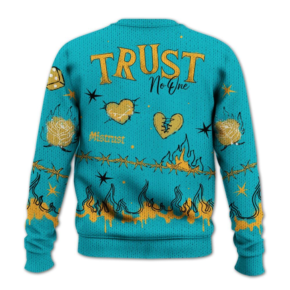 Knitted Sweater To Match Retro Aqua 5s - Trust No One Snake-Bite Doodle Crayon