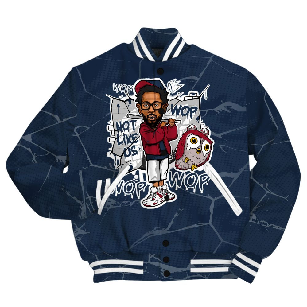Varsity Jacket To Match White Midnight Navy 6s Shirt - None Like ComptonCity Graphic Crack All Over Print