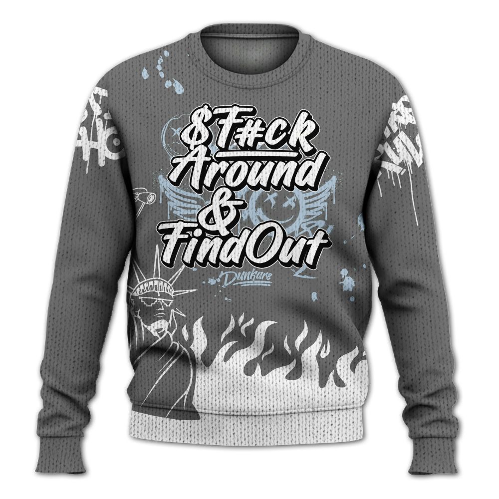 Knitted Sweater To Match Cool Grey 6s - Graphic Fck Around Find Out