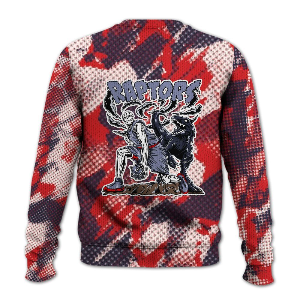 Knitted Sweater To Match Low OG Howard Bison 1s - Raptors Skeleton Abstract Halftone