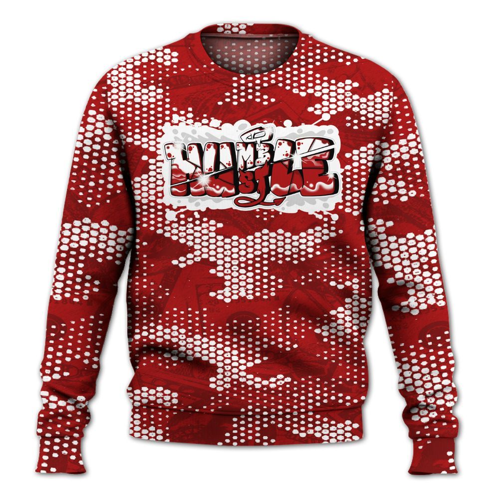 Sweatshirt To Match Red Taxi 12s - Humbled Hustles Graphic Banknotes All Over Print