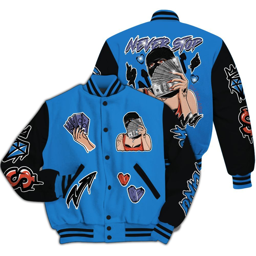 Varsity Jacket To Match Hi-Res Blue 700s - Hustling Unique All Over Print