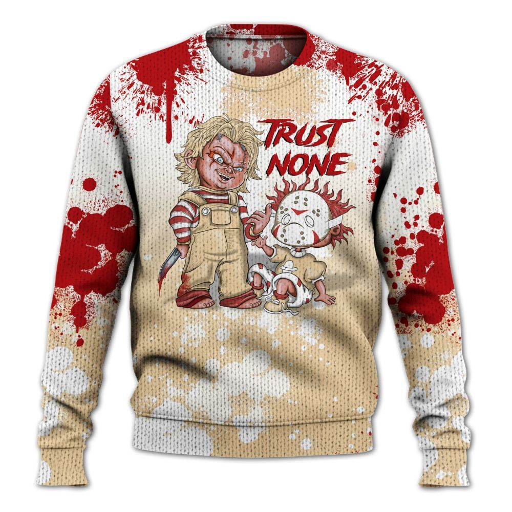 Knitted Sweater To Match Dunk Low Strawberry Waffle - Trust No One Scary