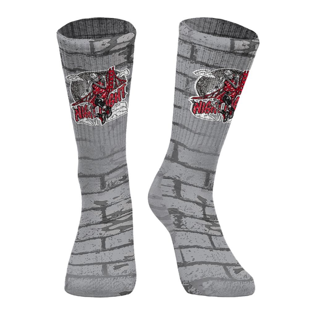 Sock To Match Black Cement 3s - Seeya Skeleton Brick