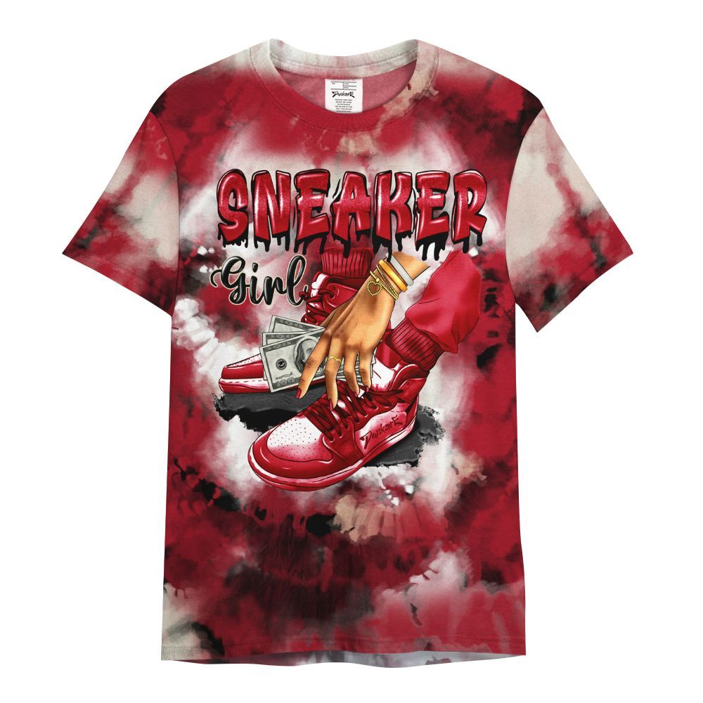 Shirt To Match 2025 High OG Cinnabar 1s - SNEAKER Girl Money Drip Tie Dye All Over Print
