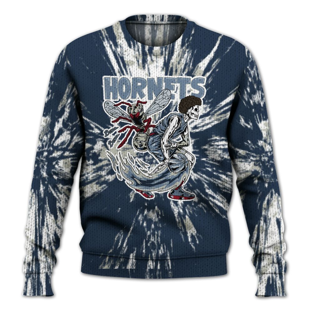 Knitted Sweater To Match White Midnight Navy 6s - Hornets Skeleton Luxury