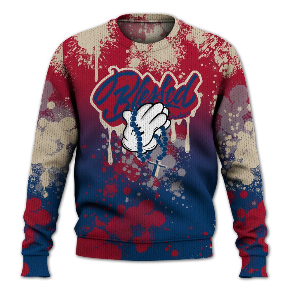 Knitted Sweater To Match Rare Air 4s - God Blessed Ink Drip