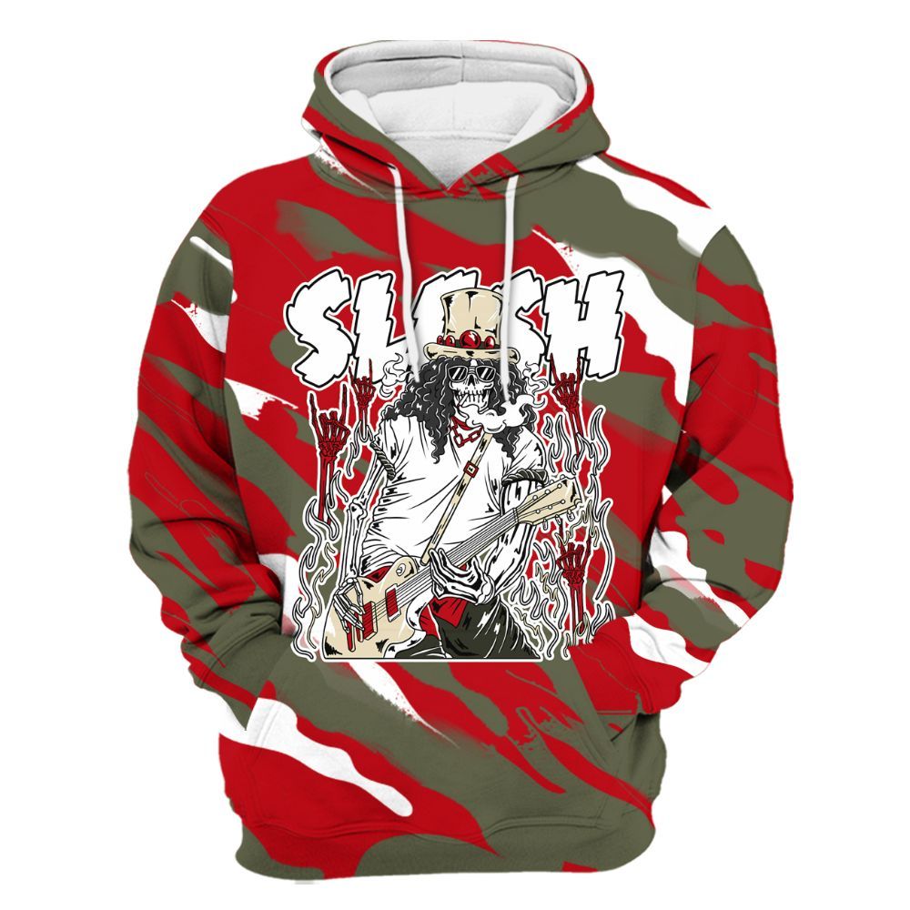 Hoodie To Match Low OG Medium Olive 1s - Slash Skeleton Colored All Over Print