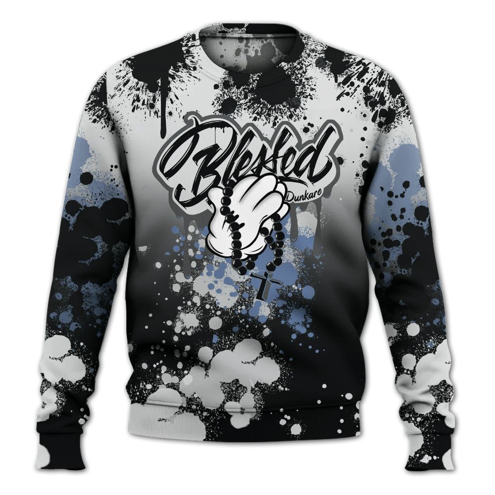 Sweatshirt To Match Mid Space Jam 1s - God Blessed Ink Drip All Over Print