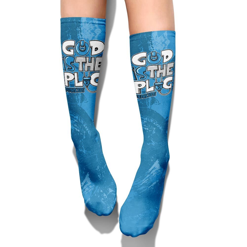 Sock To Match Powder Blue 9s - God Is The Power Cord Circle Splash