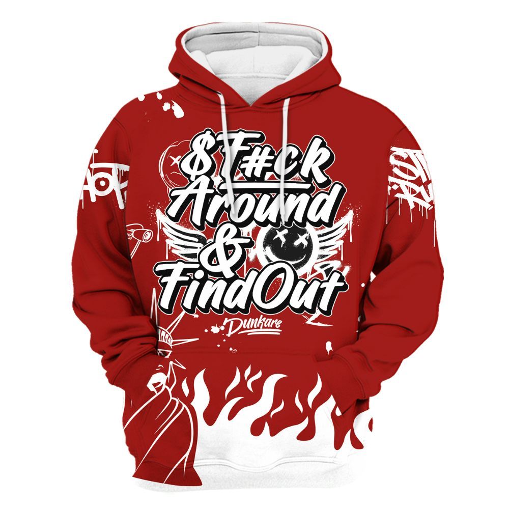 Hoodie To Match High OG Varsity Red 1s - Graphic Fck Around Find Out All Over Print