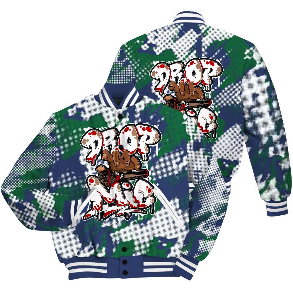Varsity Jacket To Match Midnight Navy 13s Shirt - Drop Mic Abstract All Over Print