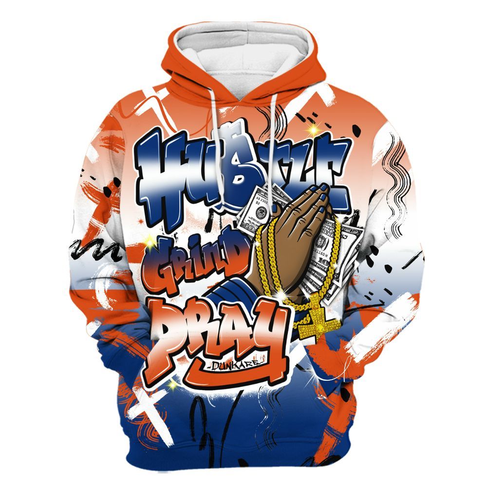Hoodie To Match Mid Knicks 1s - Money Hustle Grind Pray All Over Print