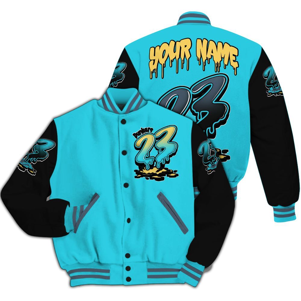 Varsity Jacket To Match Retro Gamma Blue 11s - Custom Name 23 Drip All Over Print