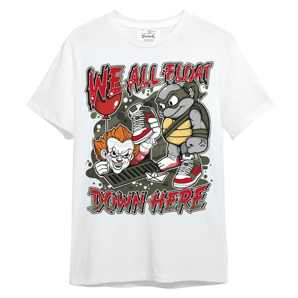 Shirt To Match Travis Scott Low OG Medium Olive 1s - We All Float Down Halloween Graphic Unisex Shirt