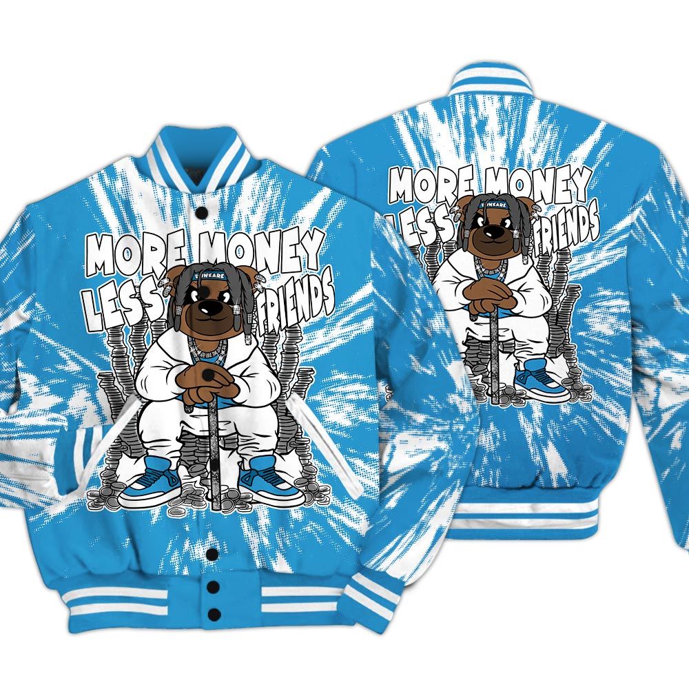 Varsity Jacket To Match Powder Blue 9s - More Moneys Bear Luxury Varsity Jacket Unisex