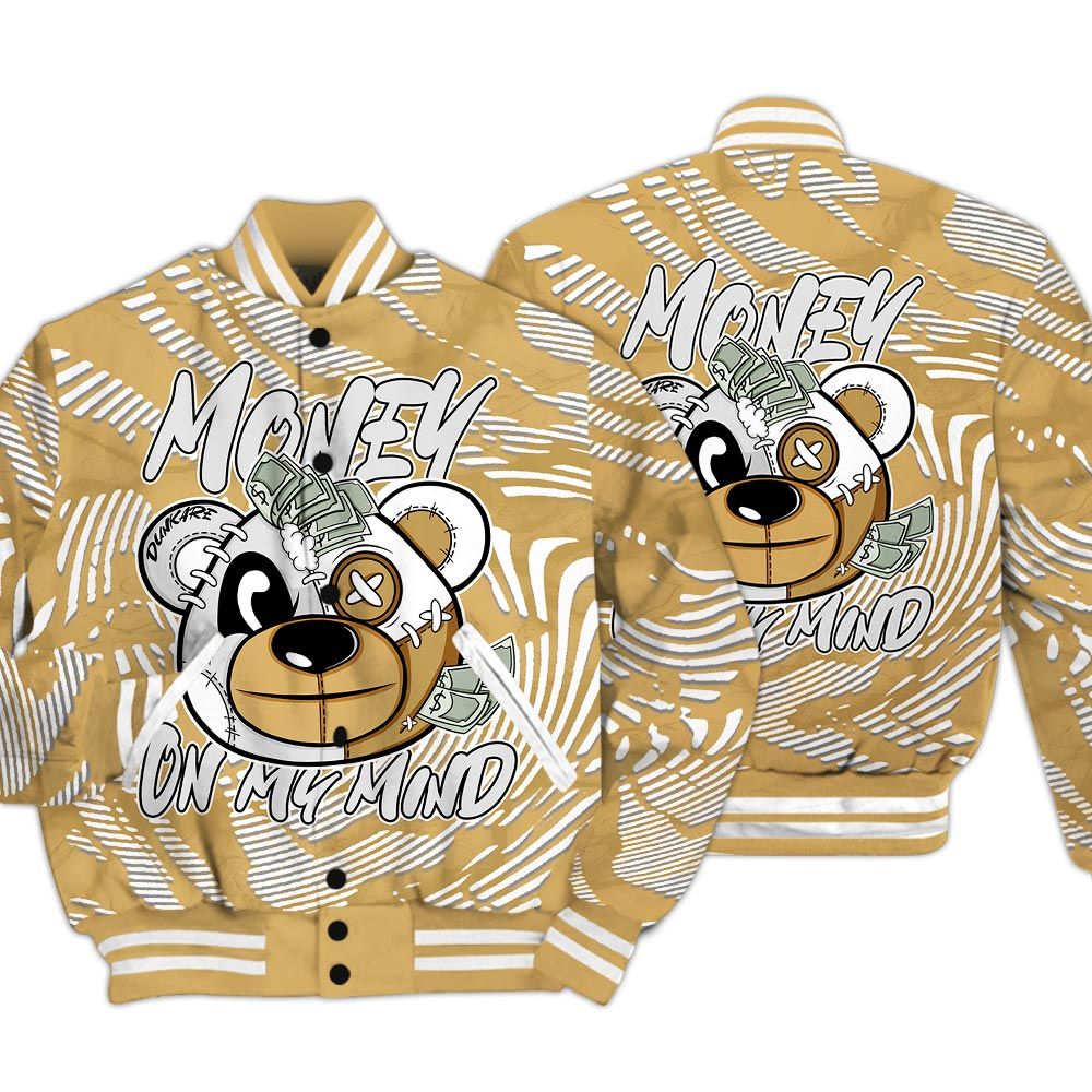 Varsity Jacket To Match Craft Paris 6s - Money On My Mind Bear Fume Varsity Jacket Unisex