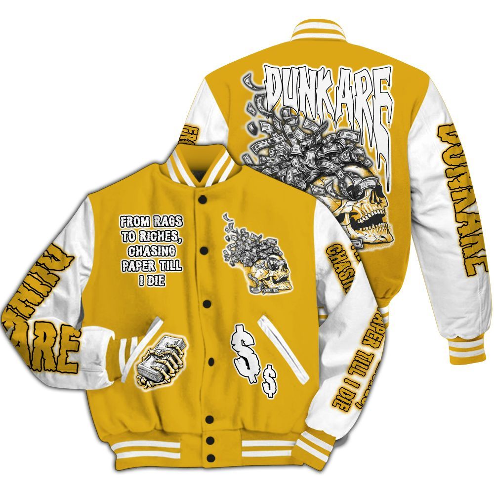 Varsity Jacket To Match Vivid Sulfur 4s - From Rags To Riches All Over Print