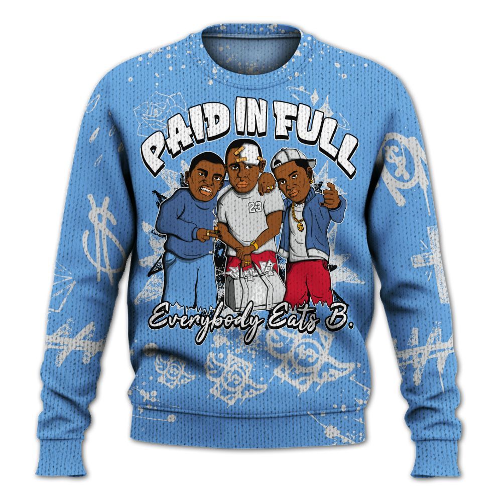 Knitted Sweater To Match University Blue 6s - Everybody Paid In Full Crayon