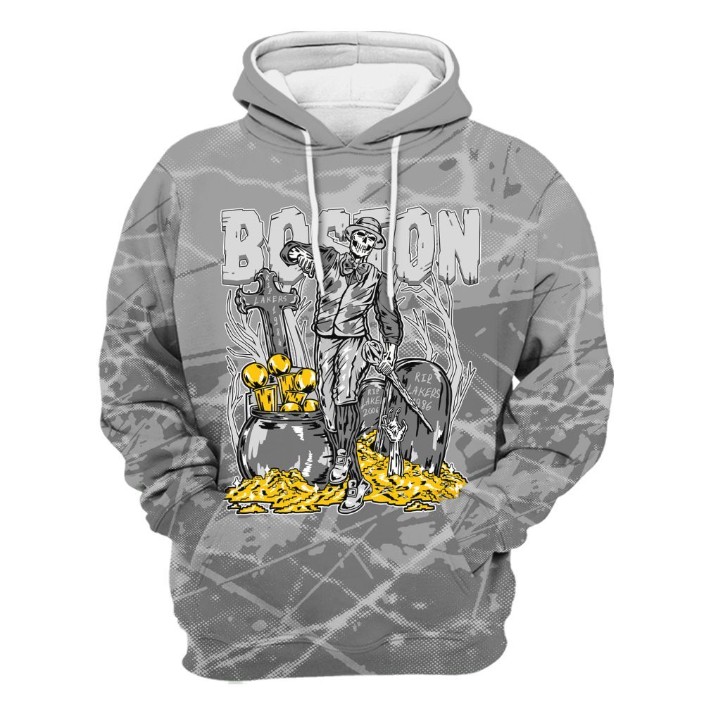 Hoodie To Match Black Wolf Grey 12s - Goldrush Skeleton Profound All Over Print