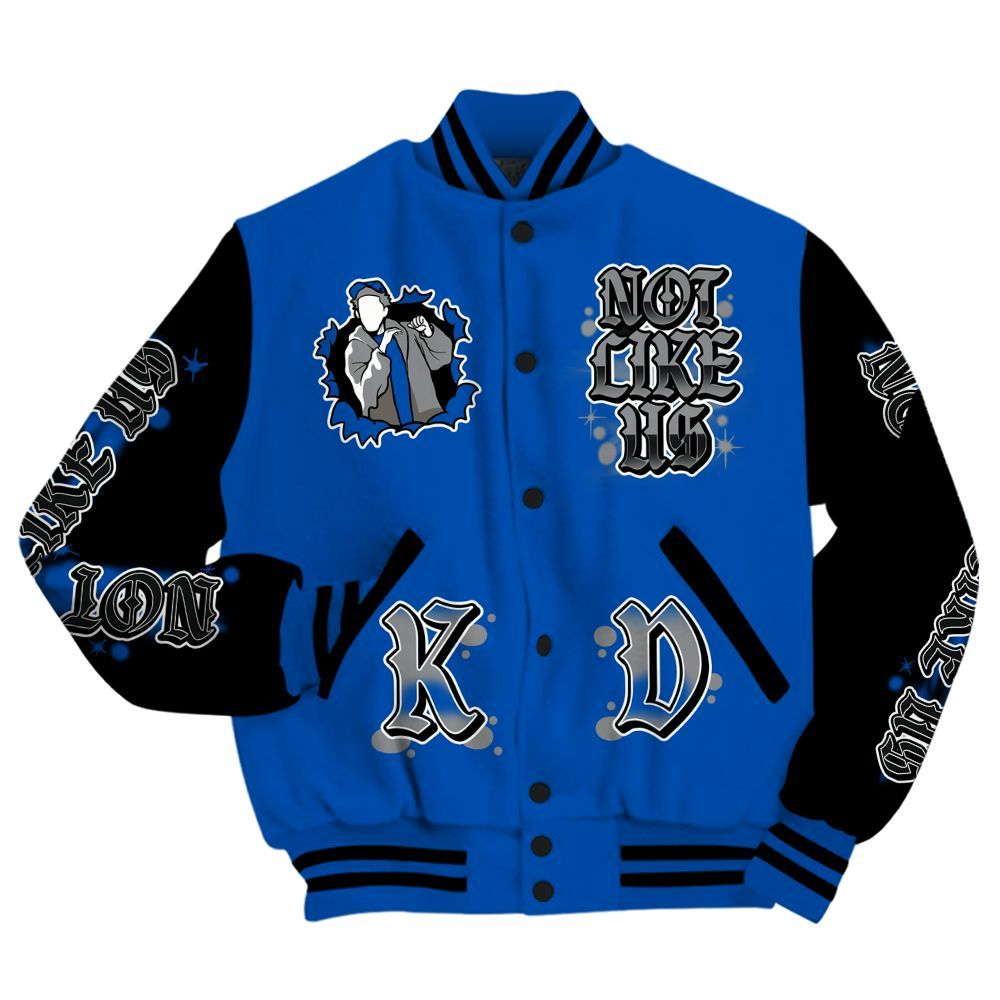 Varsity Jacket To Match Racer Blue 5s - None Like Us Graphic All Over Print