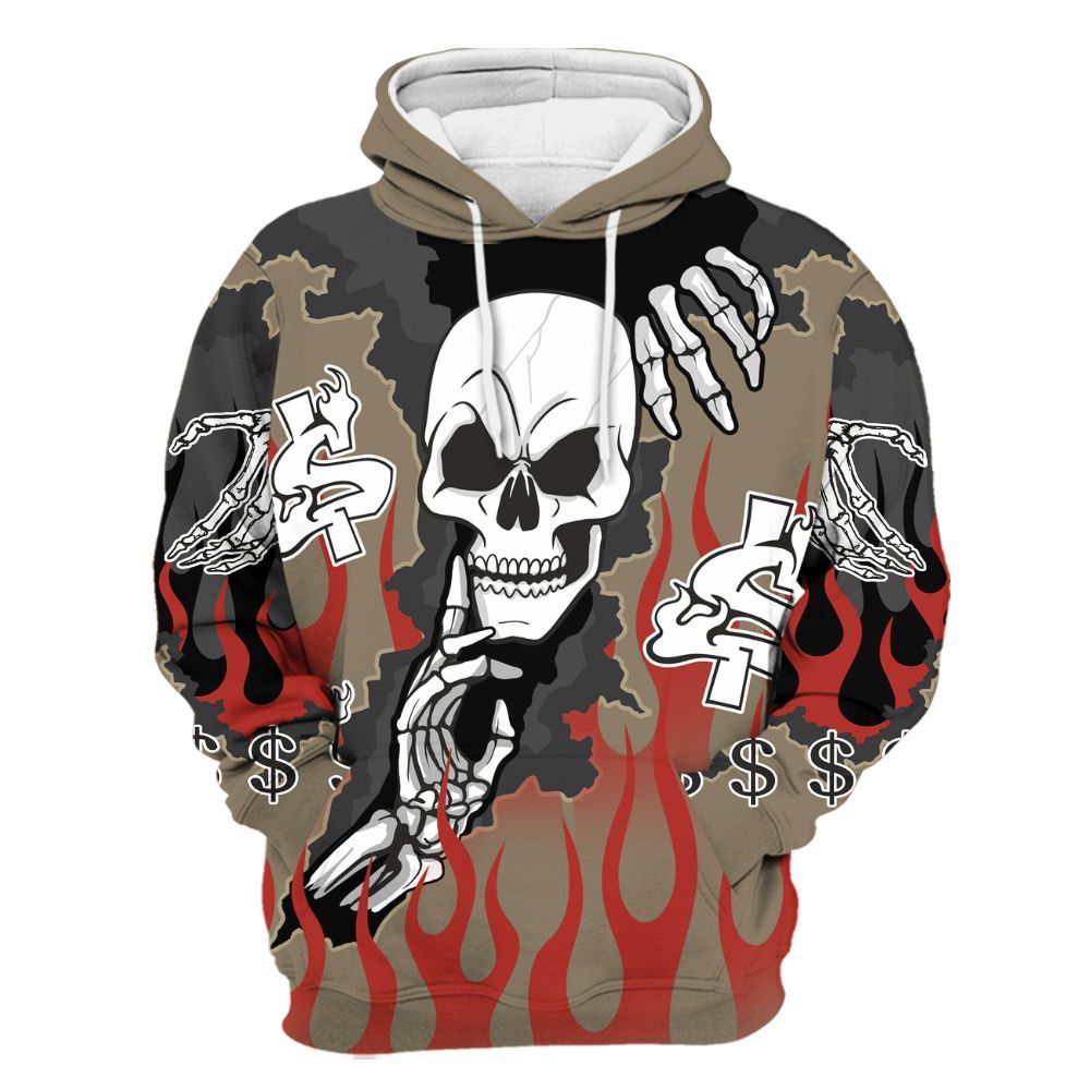 Hoodie To Match Olive 9s - Ones Move In Silence Graphic Trapped All Over Print