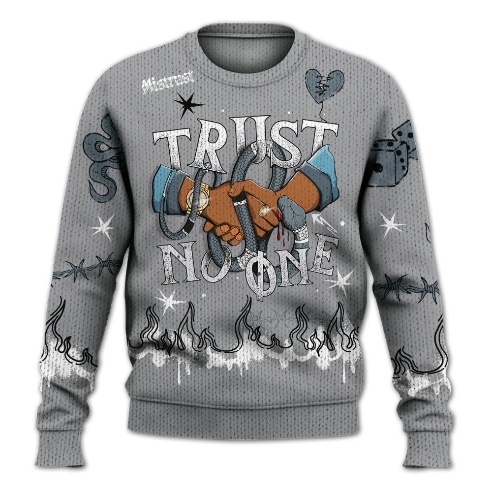 Sweater To Match Retro Light Graphite Wolf Grey 5s - Trust No One Snake-Bite Doodle Crayon Graphic