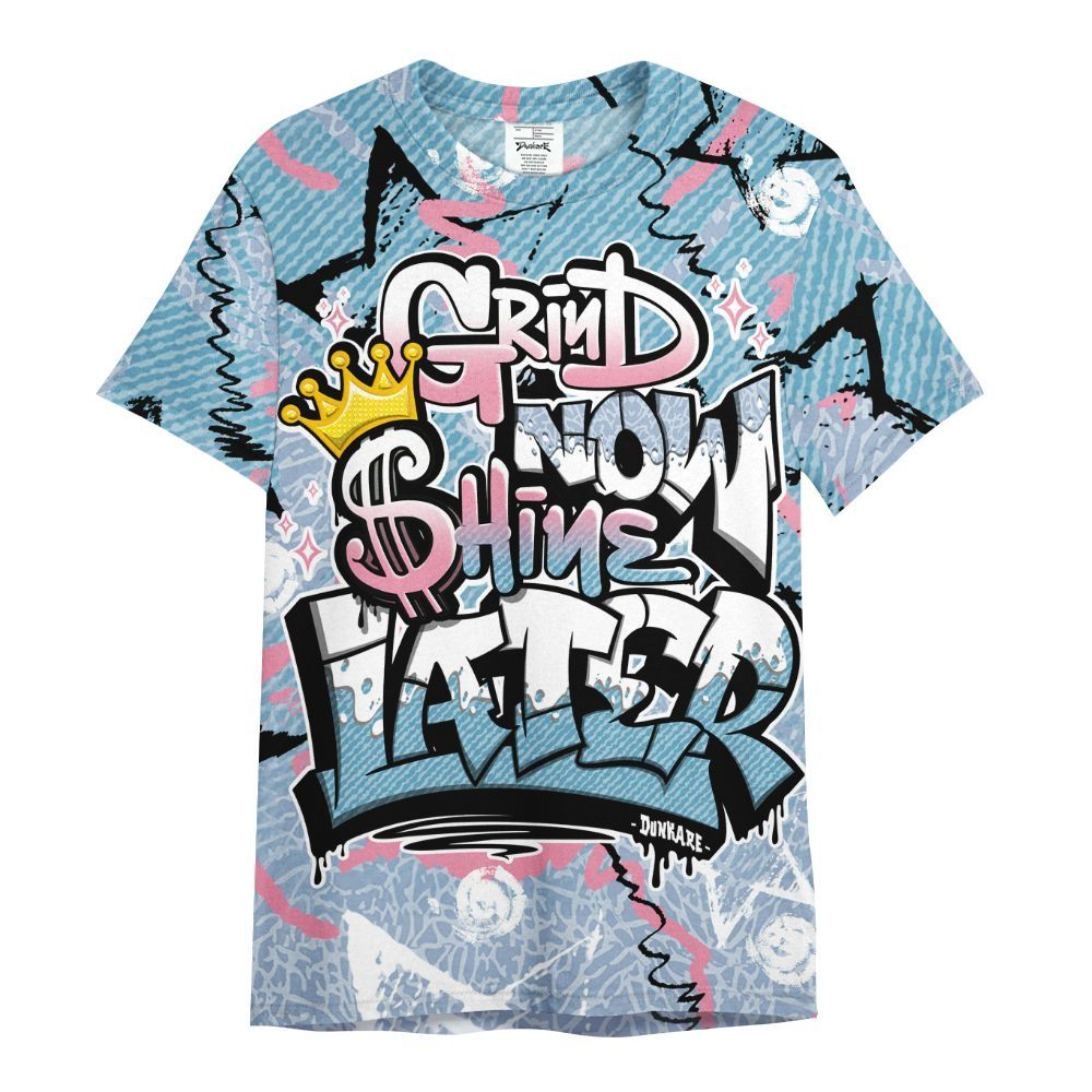 Shirt To Match Denim Pink Glow 3s - Grind Shine Later Drip All Over Print