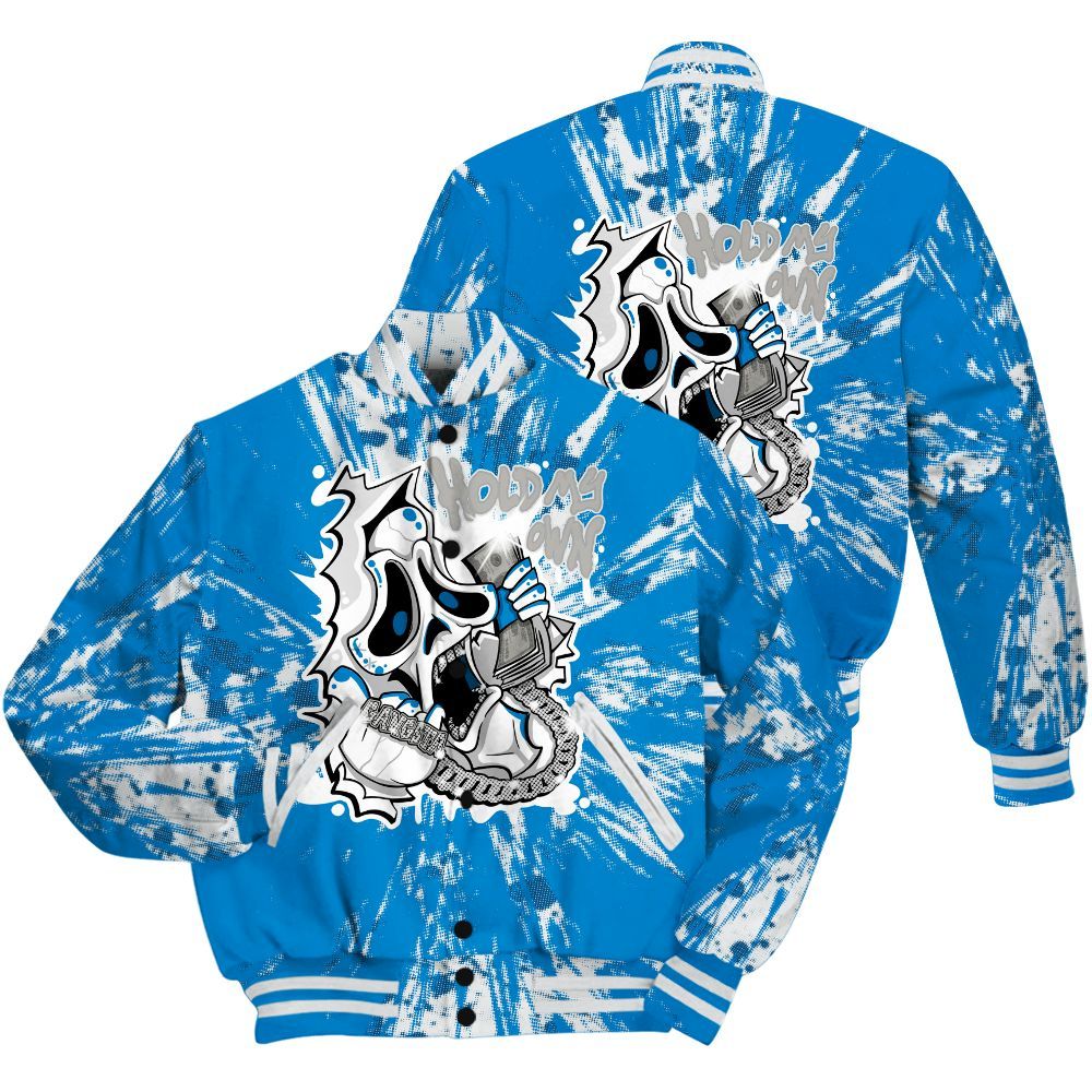 Varsity Jacket To Match Military Blue 4s Shirt - Hold My Own Graphic Halloween All Over Print