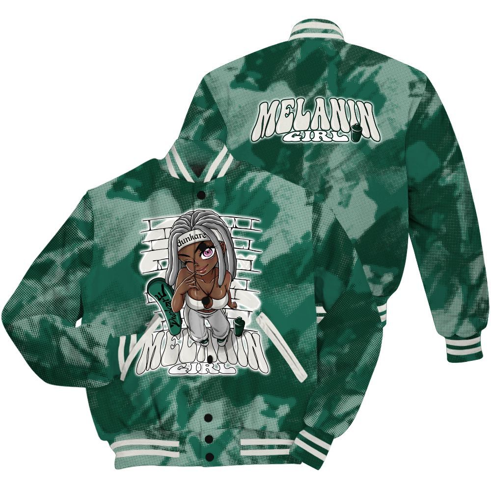 Varsity Jacket To Match Oxidized Green 4s Shirt - MelaninGirl Abstract Halftone All Over Print