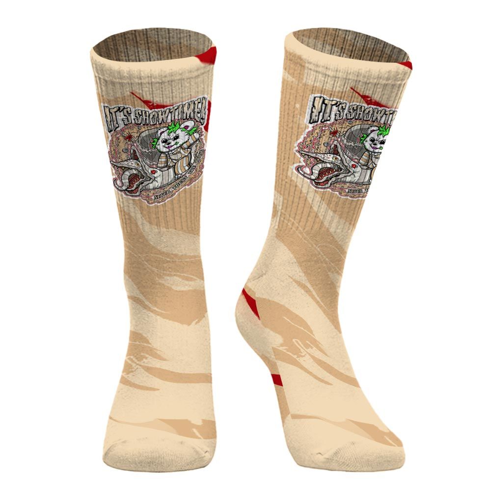 Sock To Match Dunk Low Strawberry Waffle - Showtime Beetle Juice Bear Halloween