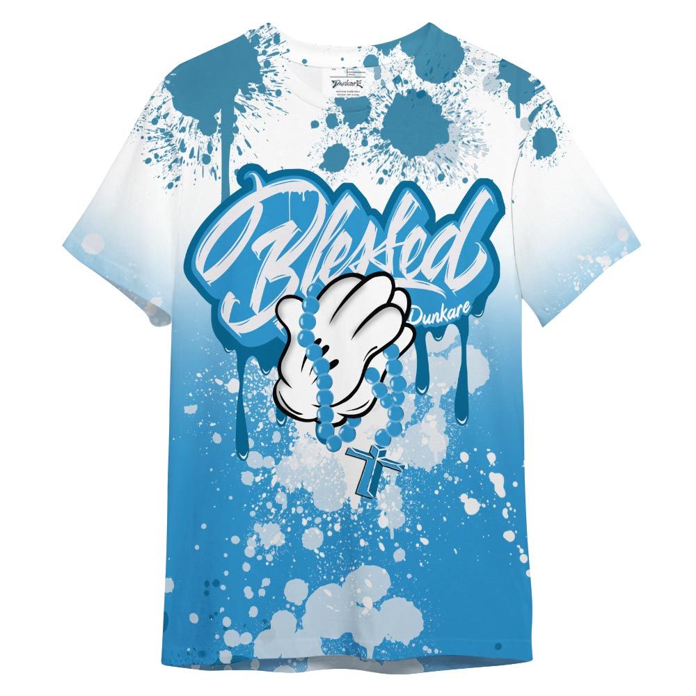 Shirt To Match Shirt Streetwear God Blessed Ink Drip, Powder Blue 9s T-- To Match Sneaker Powder Blue 9s Graphic Tee NCT