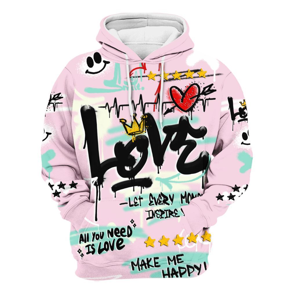 Hoodie To Match Retro Easter 5s - Happy Love Beats Graffiti Streetwear All Over Print