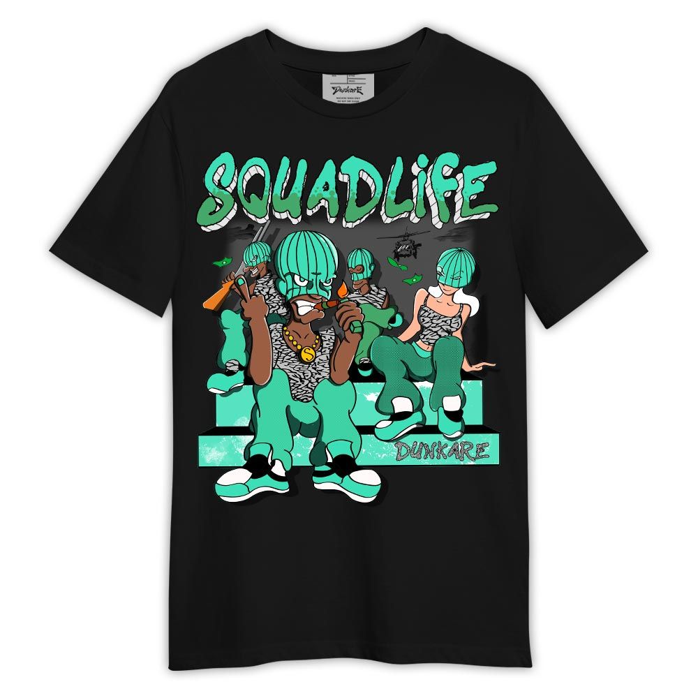 Shirt To Match Black Green Glow 3s - Squad Life Shirt Outfit 0605 LGH